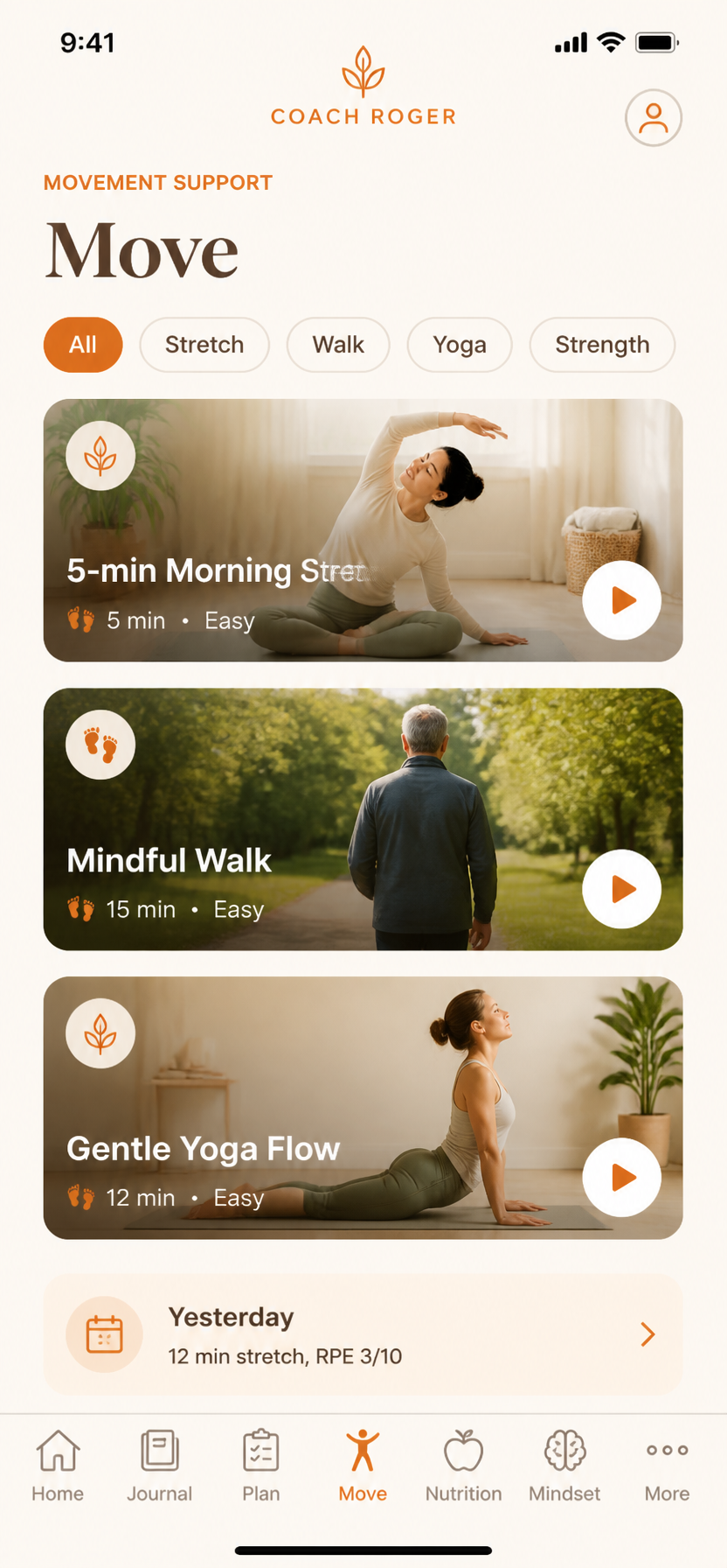 Movement screen